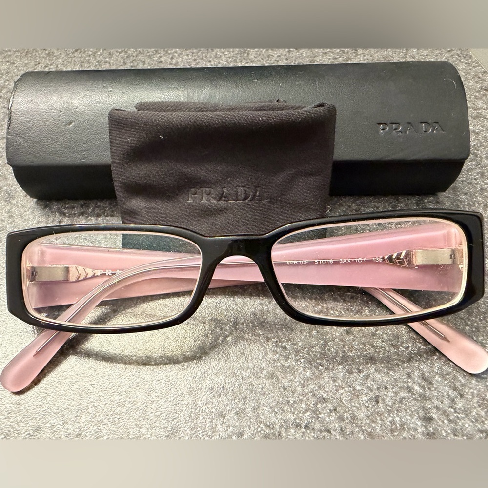 Prada Black Frame with Pink Interior Eyeglasses